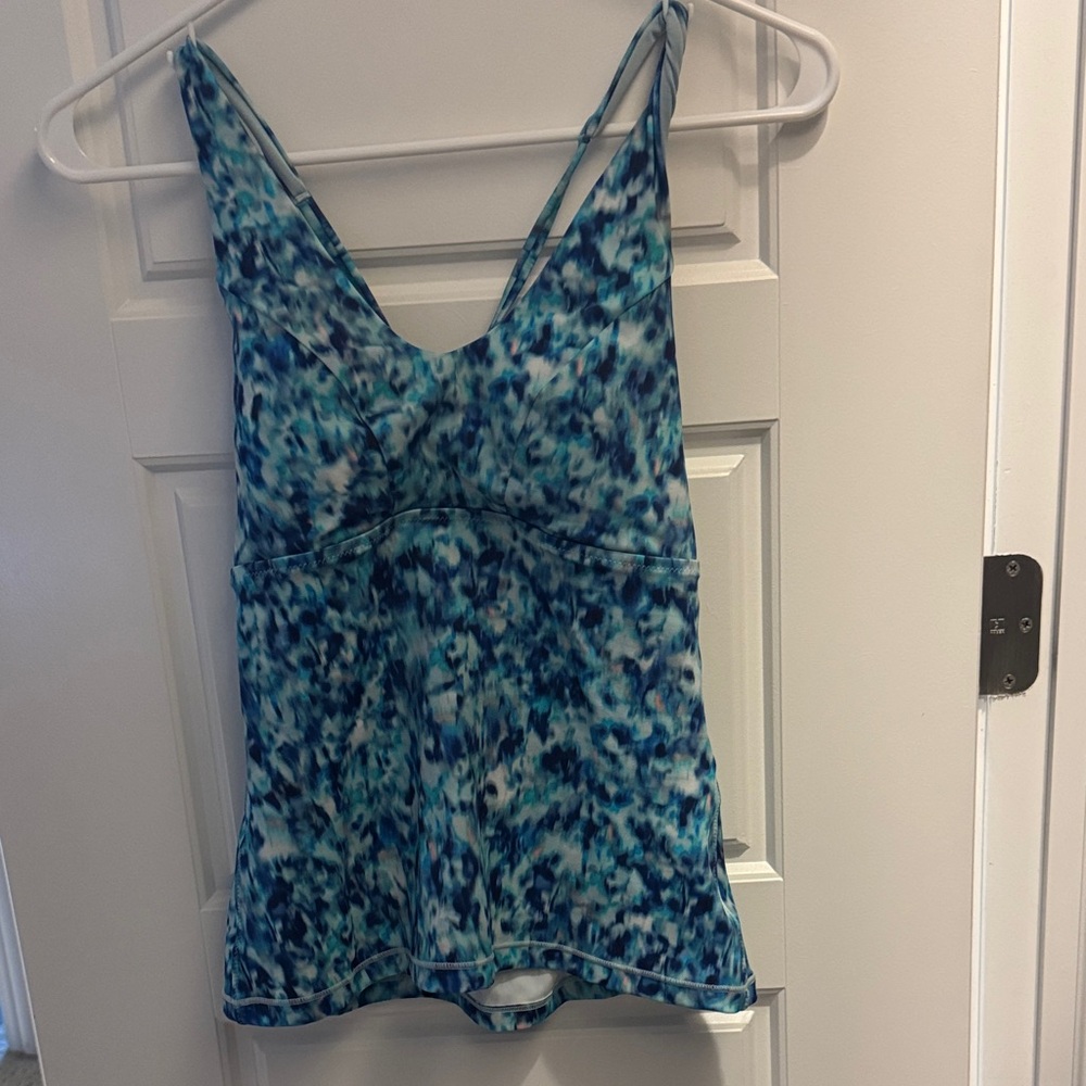 Athleta Oceanic Blue and White Tankini Set